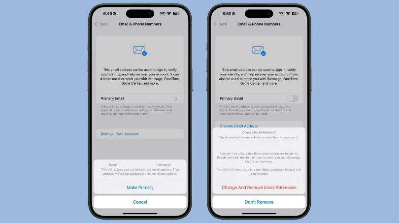 二七苹果手机维修分享苹果 iOS 18.1 支持设置“主要”邮箱地址并更改 iCloud 邮箱 